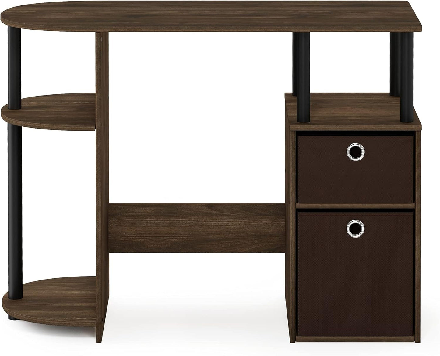 JAYA Simplistic Computer Study Desk, Columbia Walnut/Black/Dark Brown