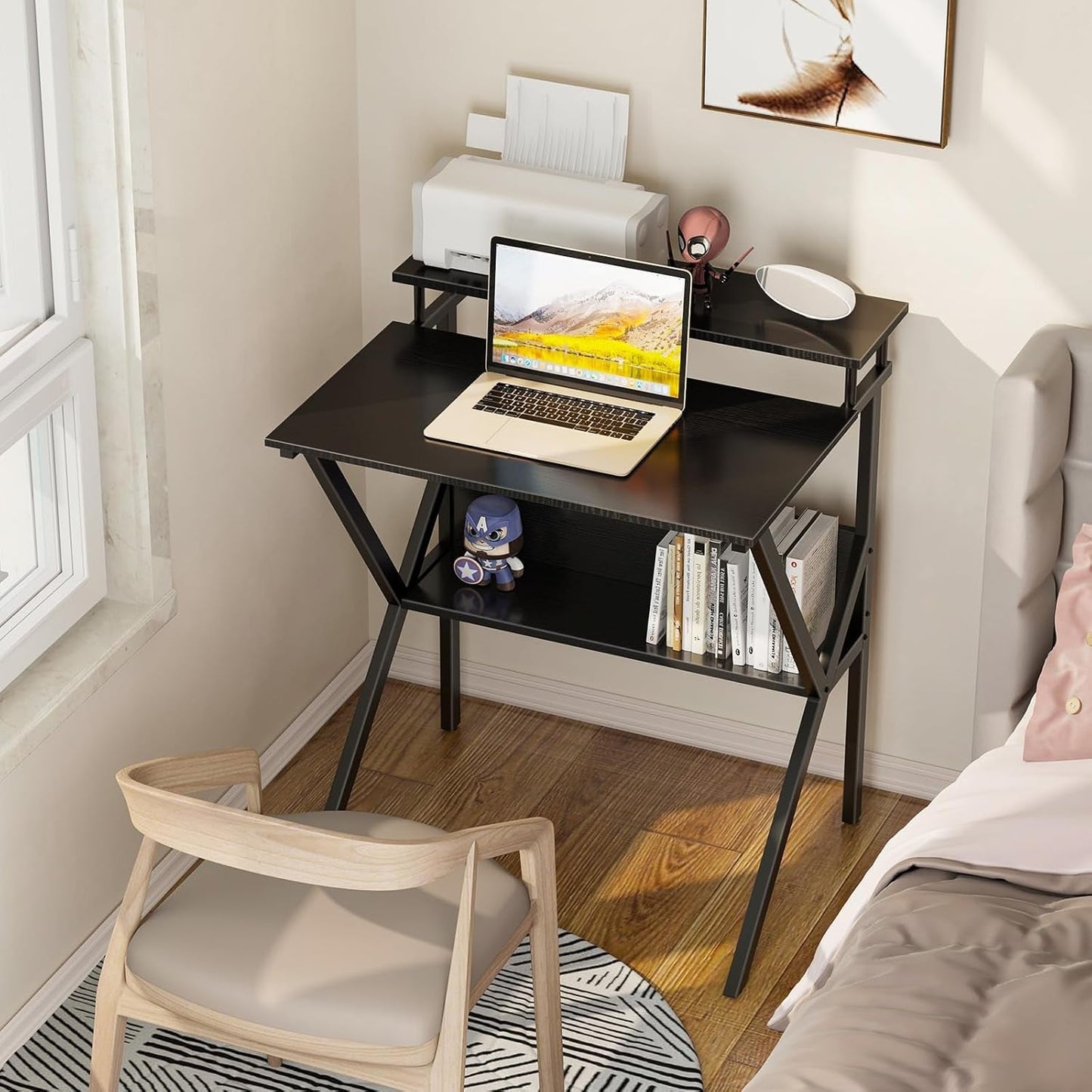 Small Computer Desk, 27.5 Inch, Compact Tiny Study Desk with Storage