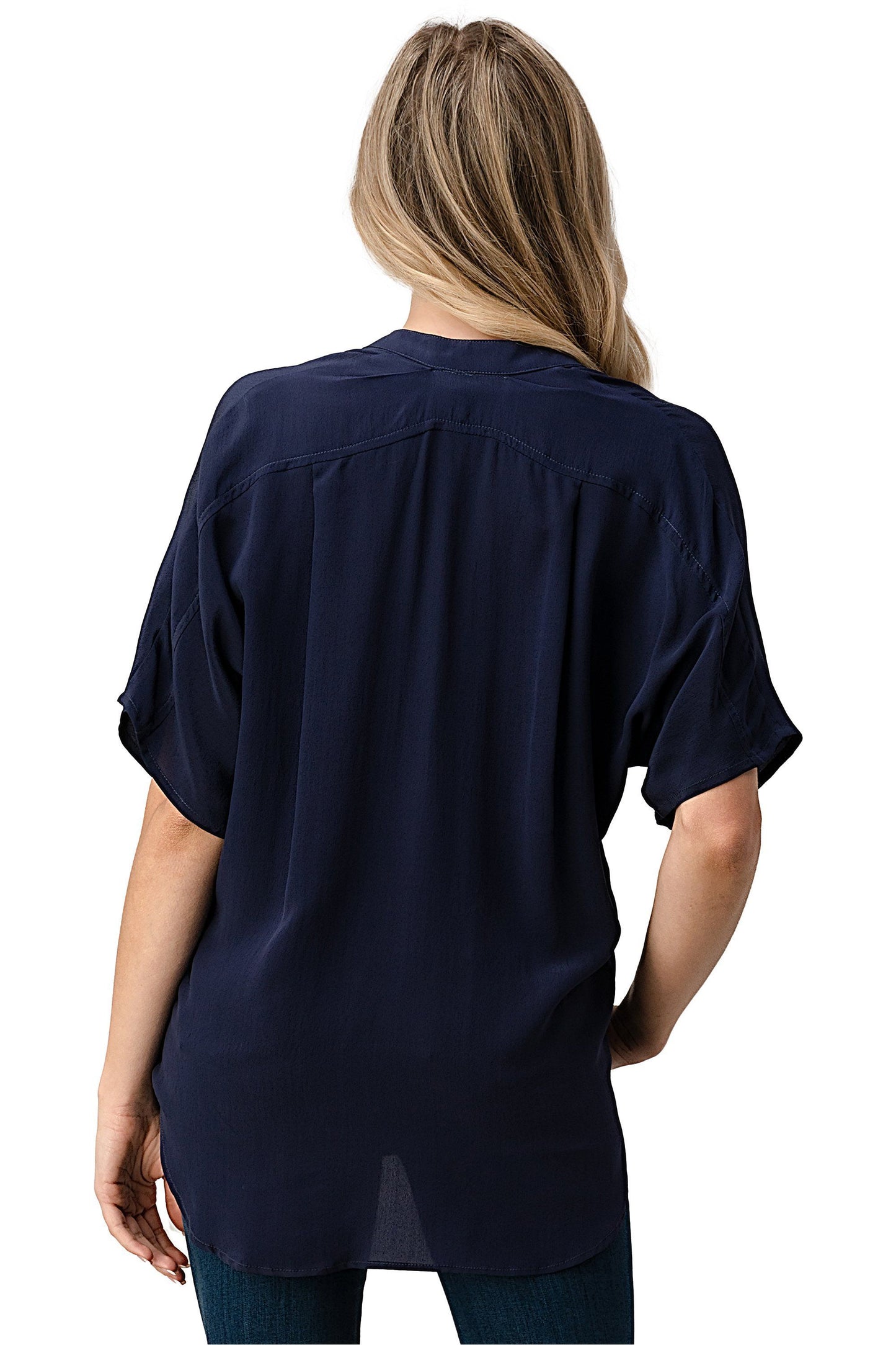 Effortless Dark Grey Oversized Button-Up Blouse for Women