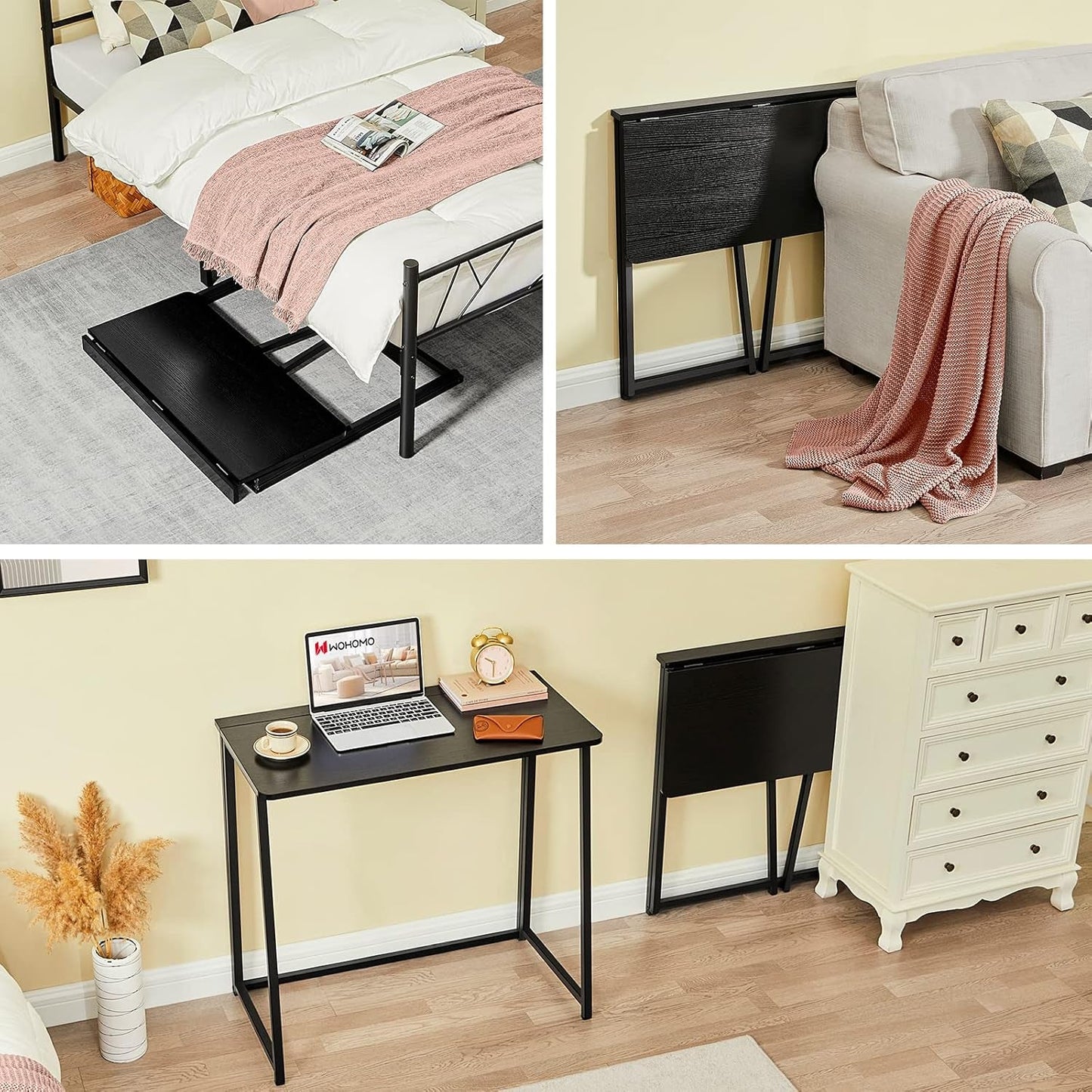 Folding Computer Desk, Small Writing Foldable Desk 31.5", Space-Saving