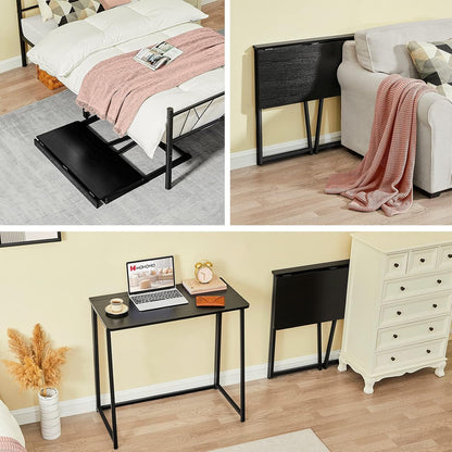 Folding Computer Desk, Small Writing Foldable Desk 31.5", Space-Saving