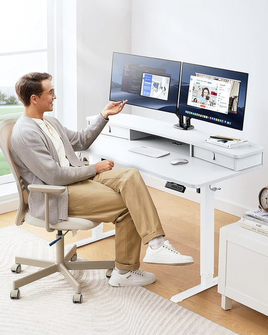 48″ X 24″ Electric Standing Desk with 2 Drawers, C-Clamp Mount