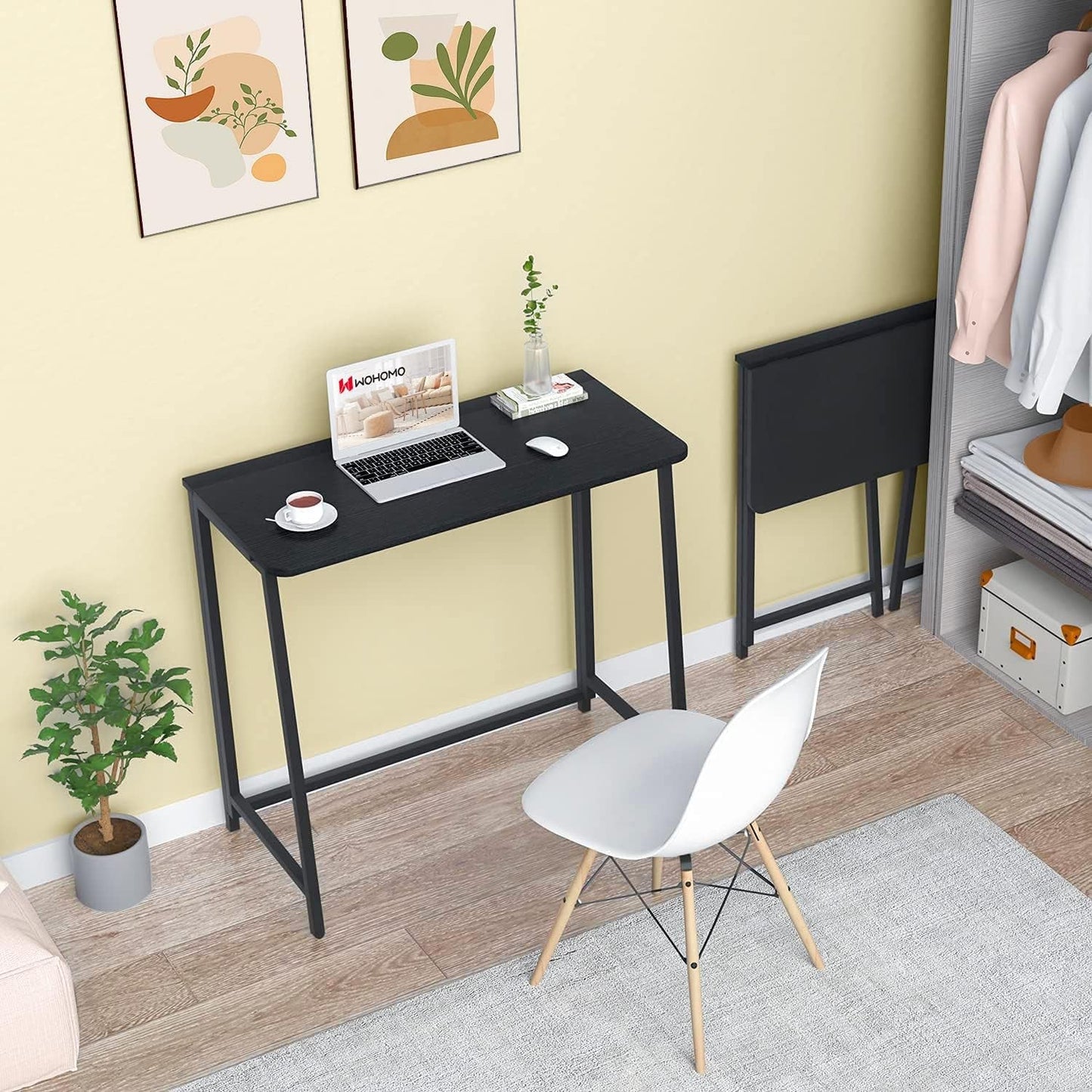 Folding Computer Desk, Small Writing Foldable Desk 31.5", Space-Saving