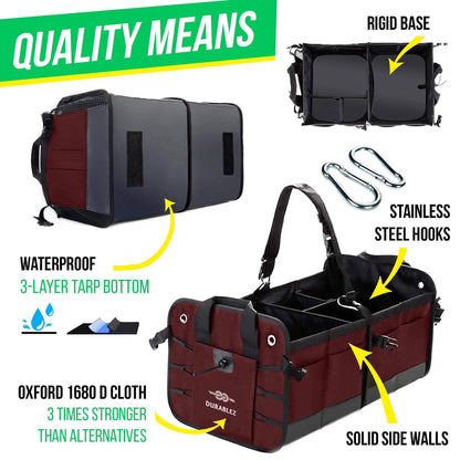 Trunk Organizer with Covering Net Attachable Non Slip Pads and