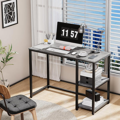 Computer Desk 40 Inches with 2-Tier Shelves Sturdy Home Office Desk