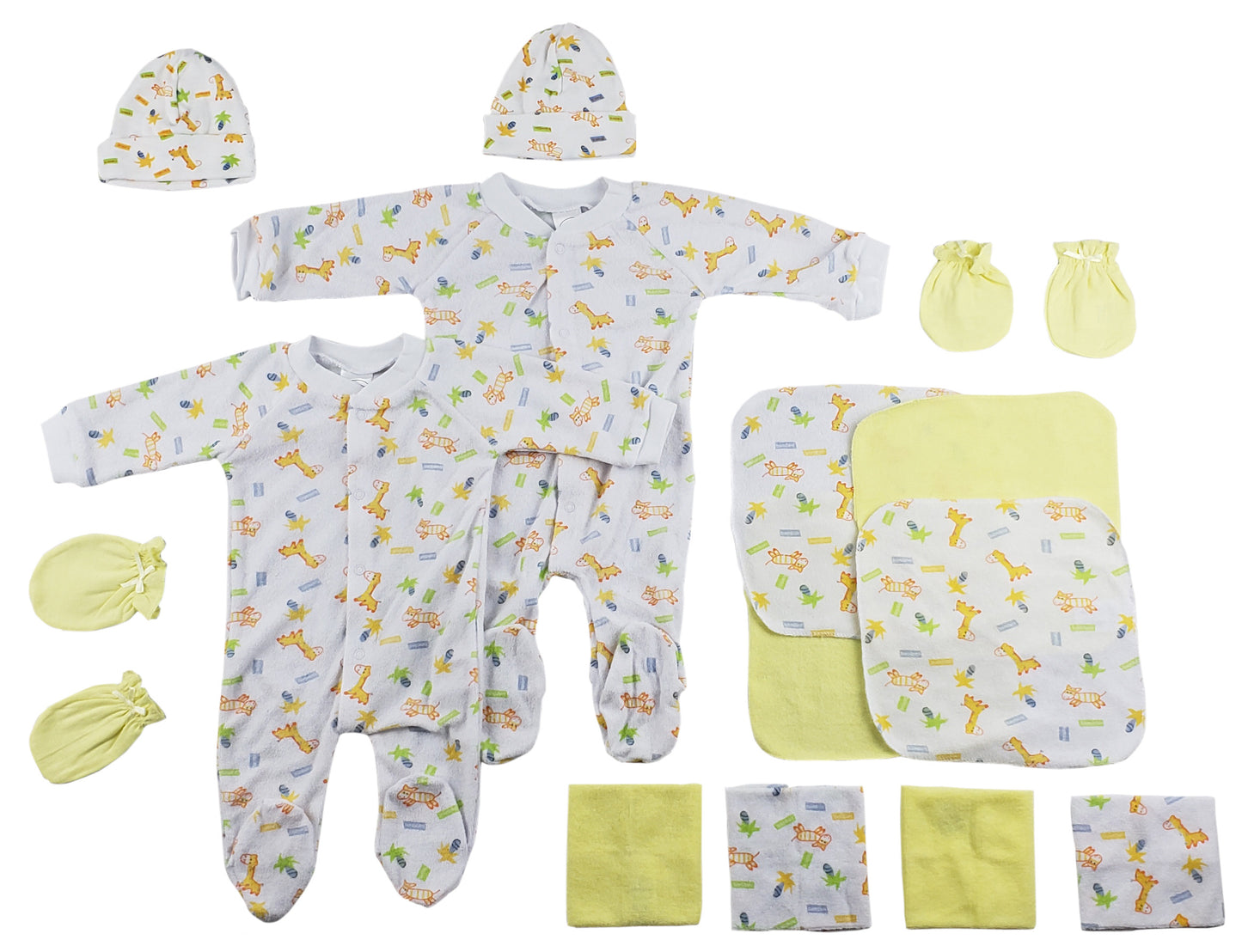 Sleep-n-Plays, Caps, Mittens and Washcloths - 14 Pc Set