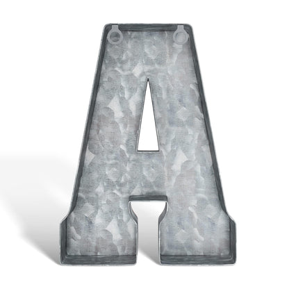 Galvanized Metal Letters for Wall Decor   3D Letter A for Hanging or