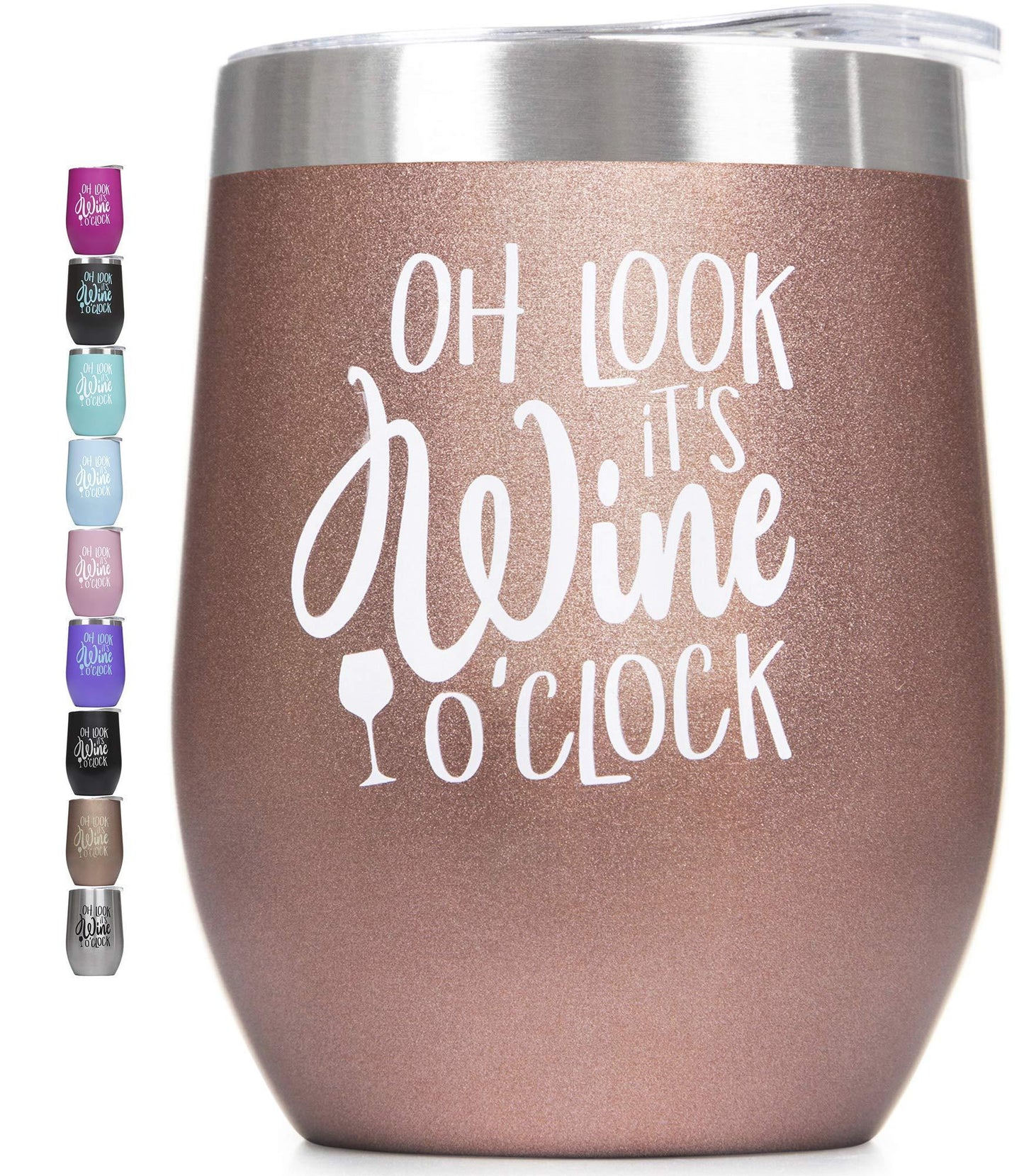 Premium Stainless Steel Wine Tumbler with Lid 12 oz Double Wall Vacuum