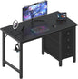 Small Gaming Desk with 4 Fabric Drawers, 40 Inch Kids Girls Teen Cute