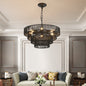 Rustic 4-Tier Black Hemp Rope Chandelier with 6 E12 Sockets, UL Listed