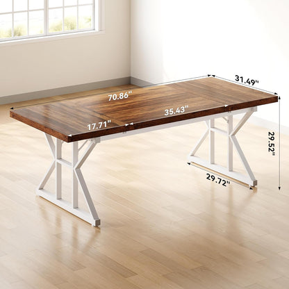 70.8-Inch Large Executive Desk, Modern Computer Office Desk, Wooden