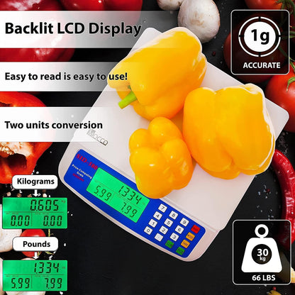30kg x 1g Electronic Computing Scale  LCD Digital Commercial Food