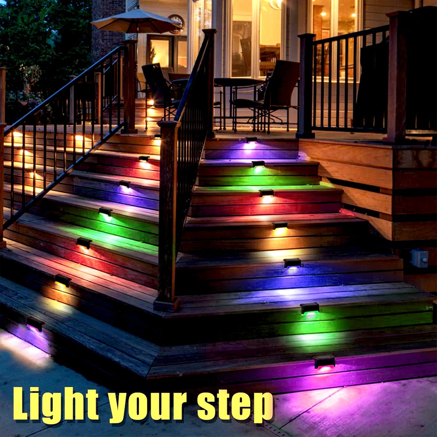 4Pcs Solar Deck Lights Outdoor Waterproof for Patio Step and Pathway