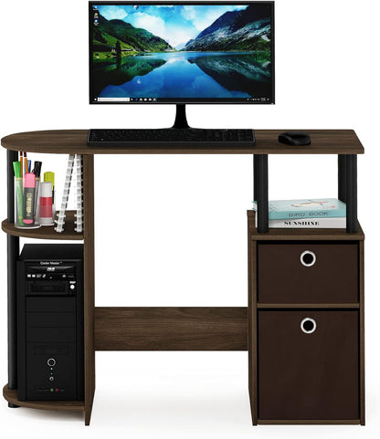 JAYA Simplistic Computer Study Desk, Columbia Walnut/Black/Dark Brown