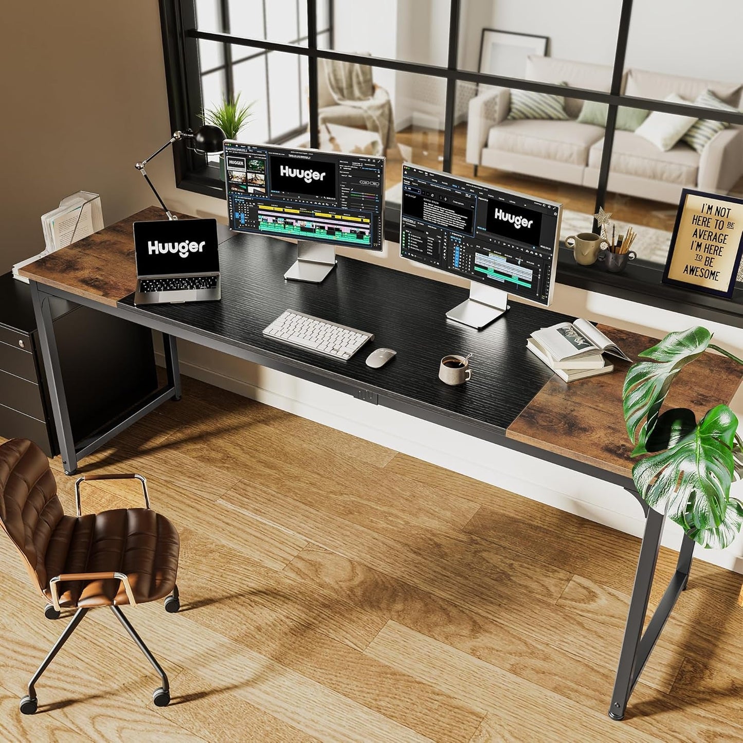 Computer Desk, 80 Inch Office Desk, Gaming Desk with Storage, Writing