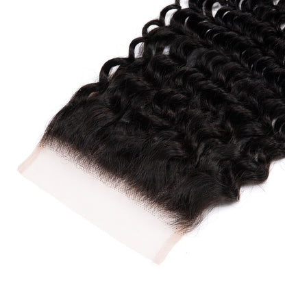 5×5 Deep Wave Virgin Human Hair Lace Closure Free Part