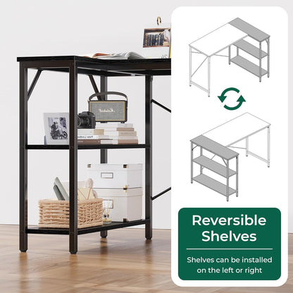 L Shaped Desk, 47 Inches Computer Desk with Reversible Storage
