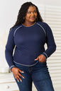 Double Take Long Raglan Sleeve Round Neck Top