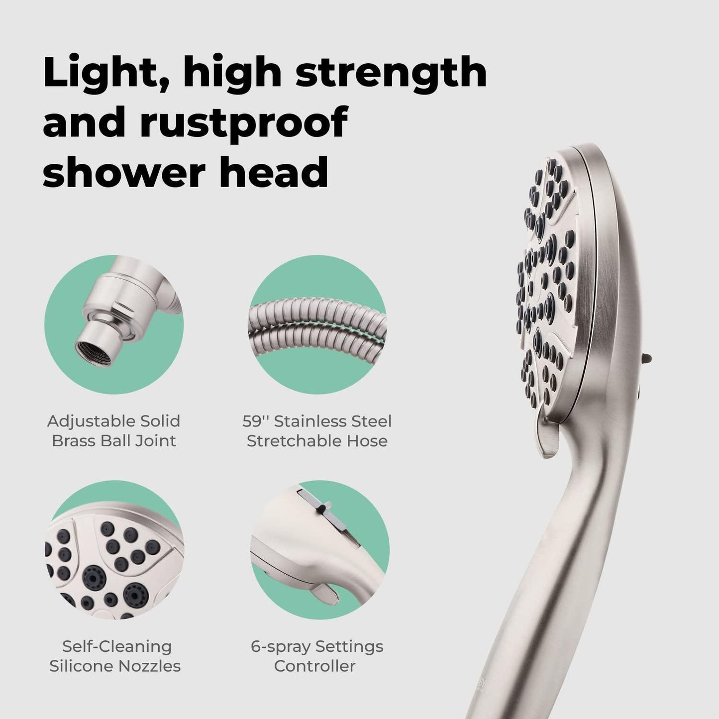 High Pressure Shower Head with Handheld   8 Spray Settings High Flow