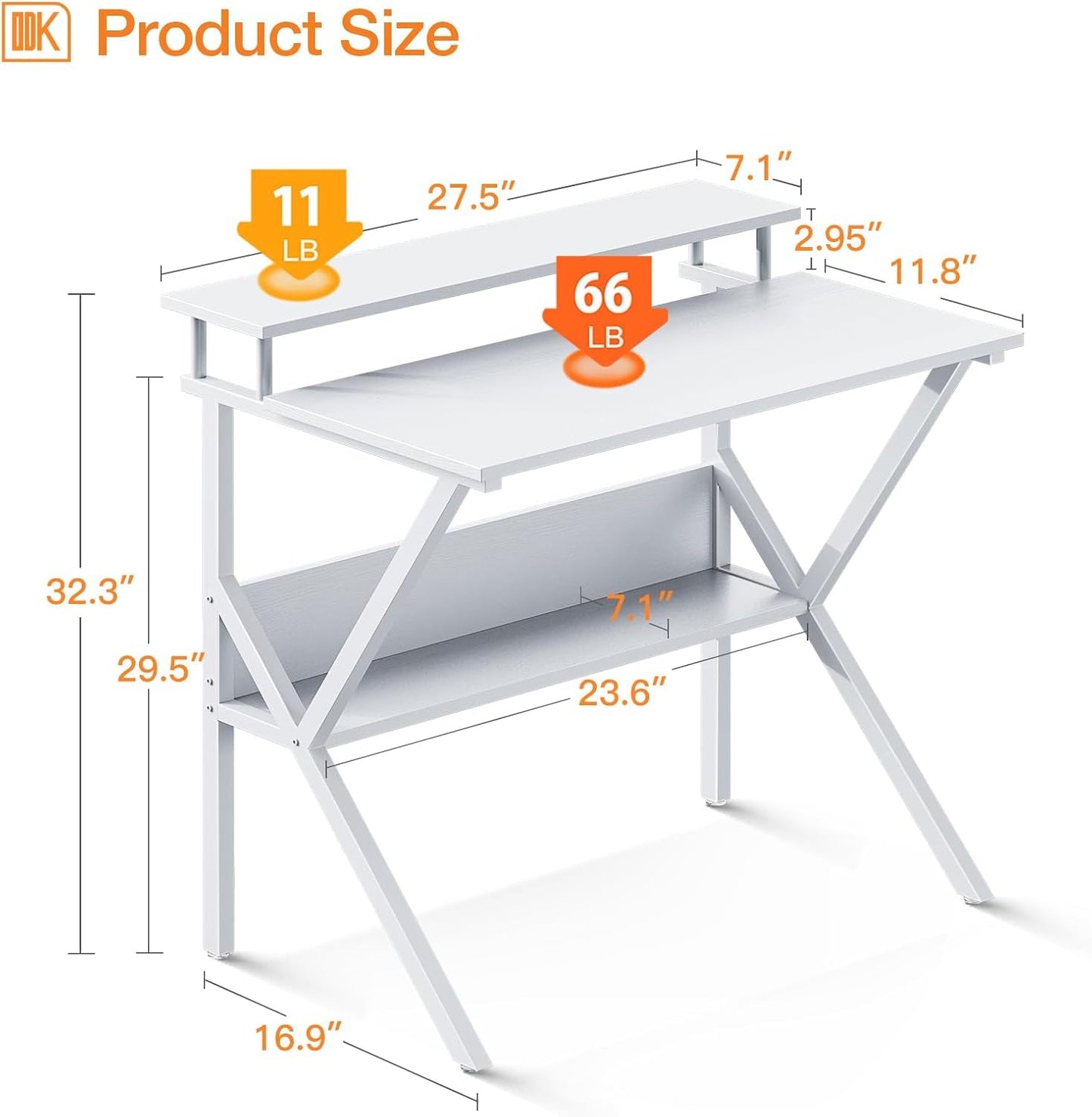 Small Computer Desk, 27.5 Inch Desk for Small Spaces with Storage,