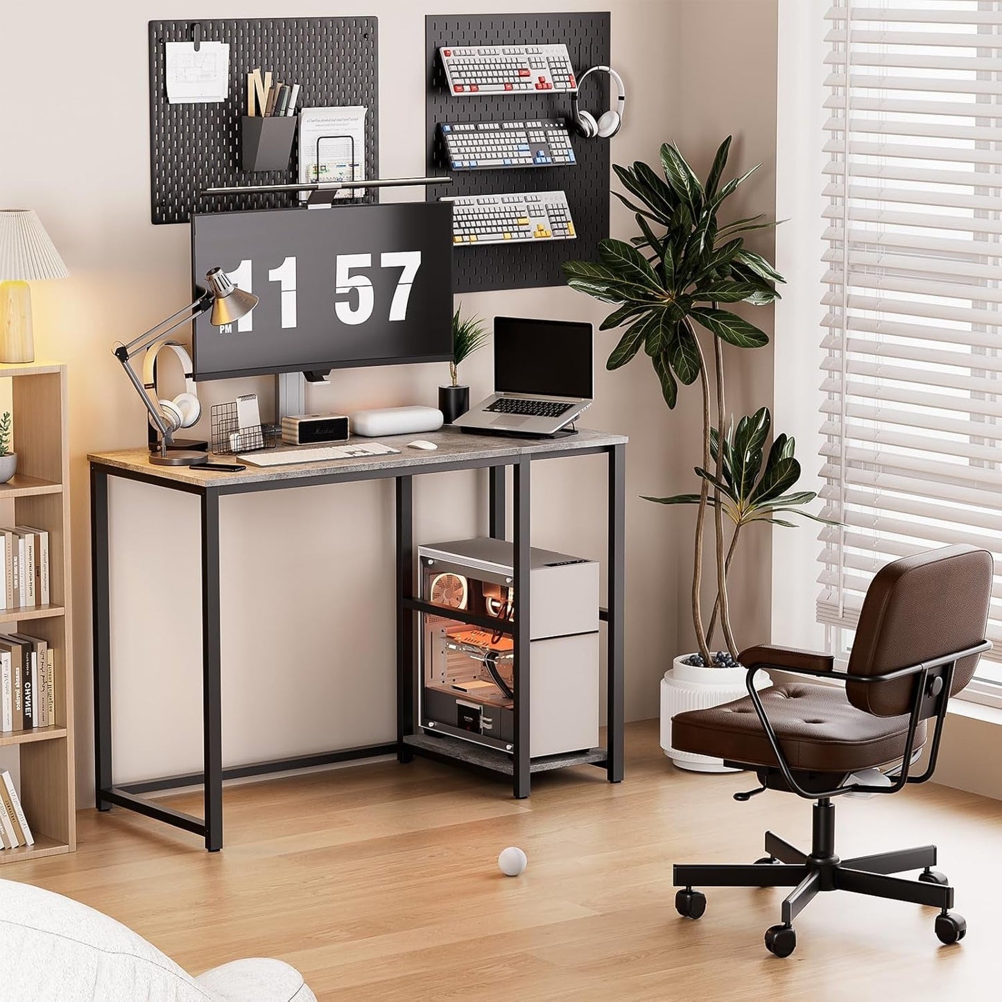 Computer Desk 40 Inches with 2-Tier Shelves Sturdy Home Office Desk