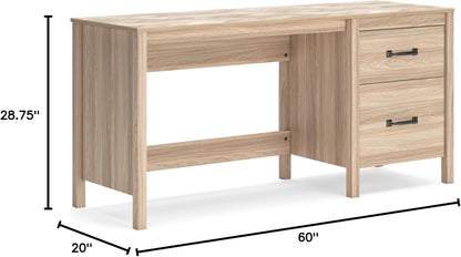 Battelle Home Office Desk, 60" W X 20" D X 29" H, Light Brown