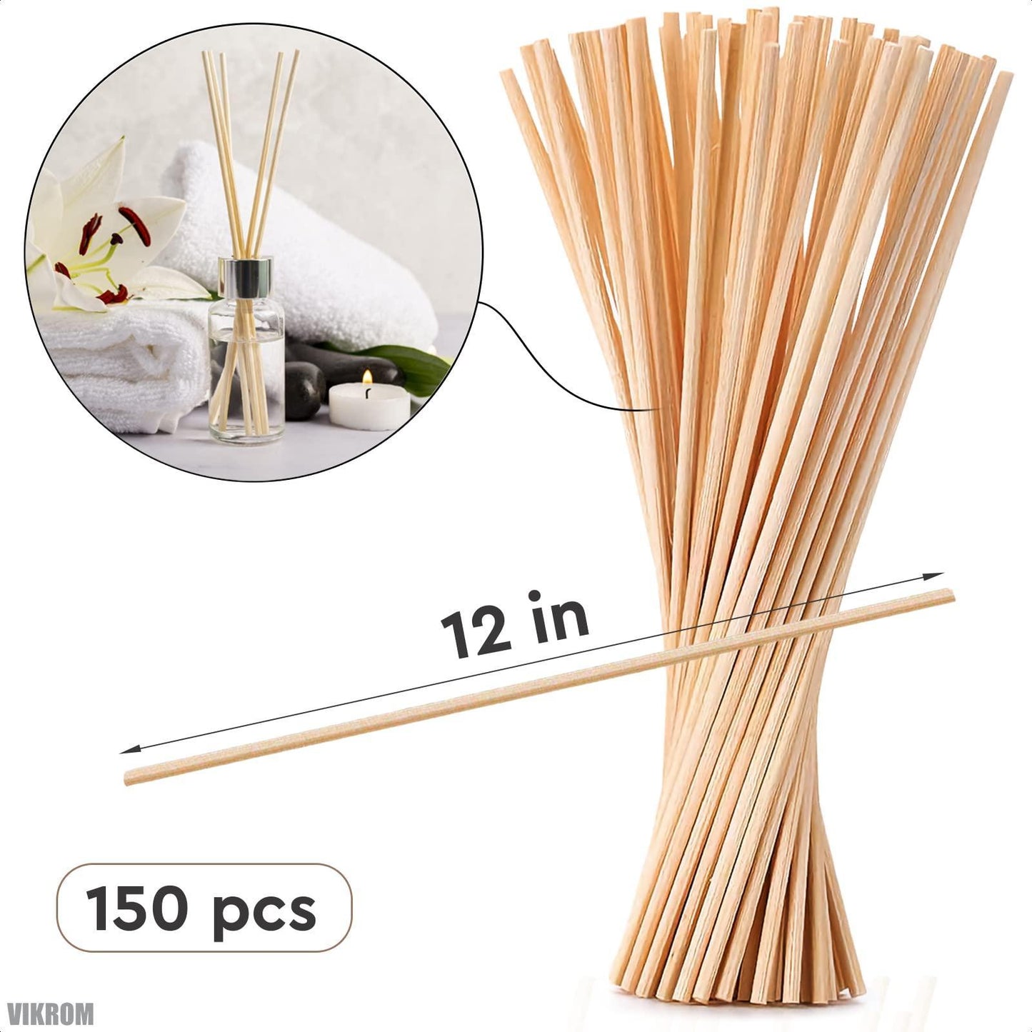 150pcs Natural Reed Diffuser Sticks   Wooden Diffuser for Essential