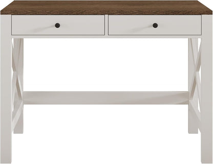 Farmhouse Desk 39" Computer Desk with Drawers, Small Study Writing