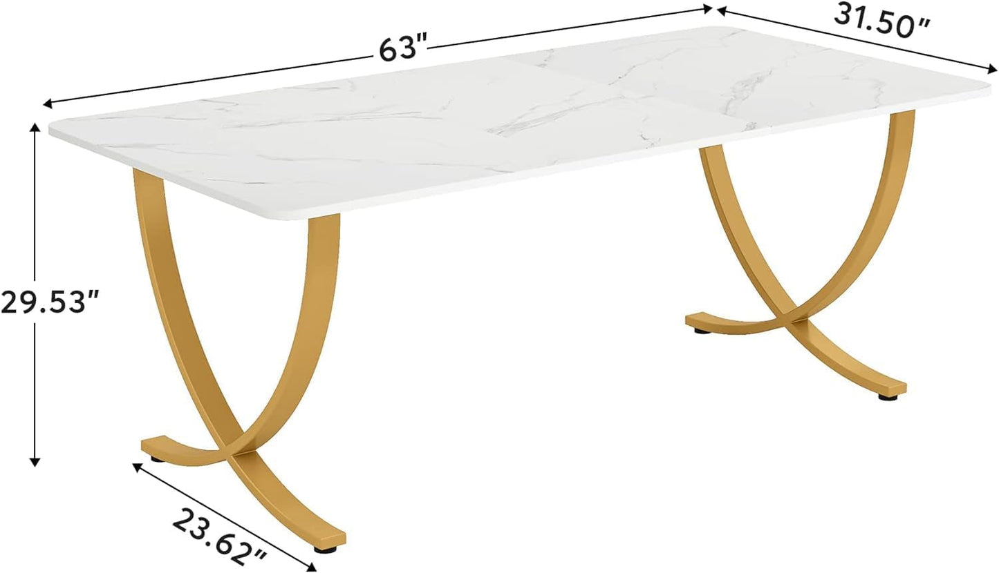 Executive Desk, 63” W X 31.5” D Large Office Desk, Modern Computer