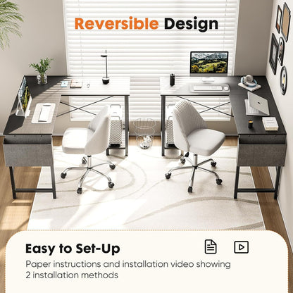 L Shaped Computer Desk - Gaming Table Corner Desk 50 Inch PC Writing