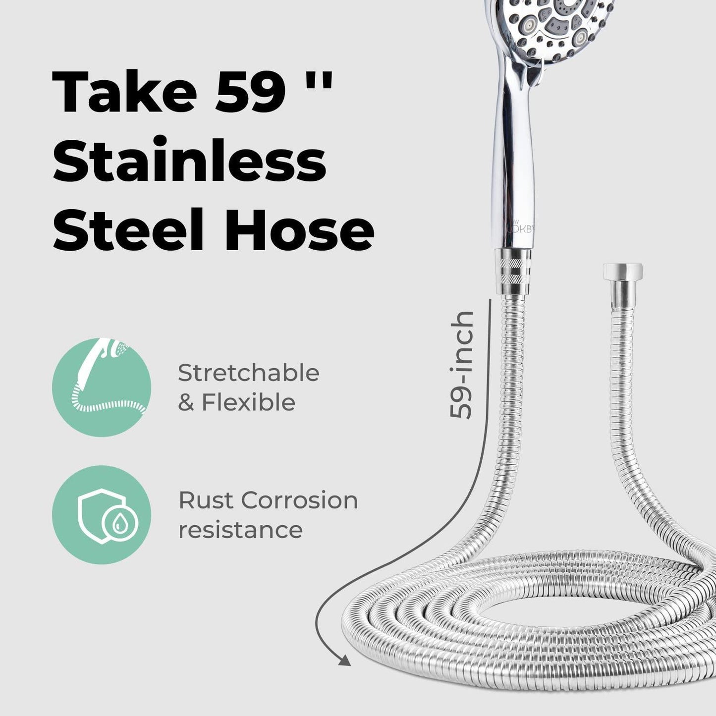 High Pressure 6 Settings Shower Head with Handheld   5'' Powerful