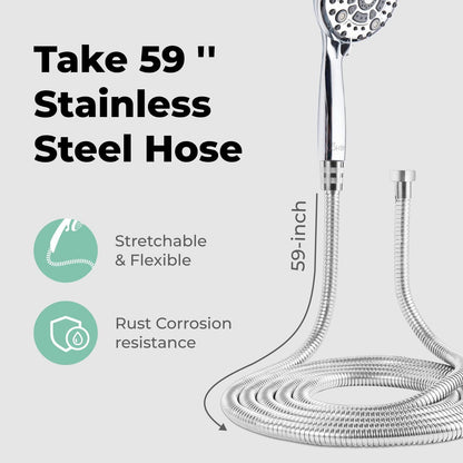 High Pressure 6 Settings Shower Head with Handheld   5'' Powerful