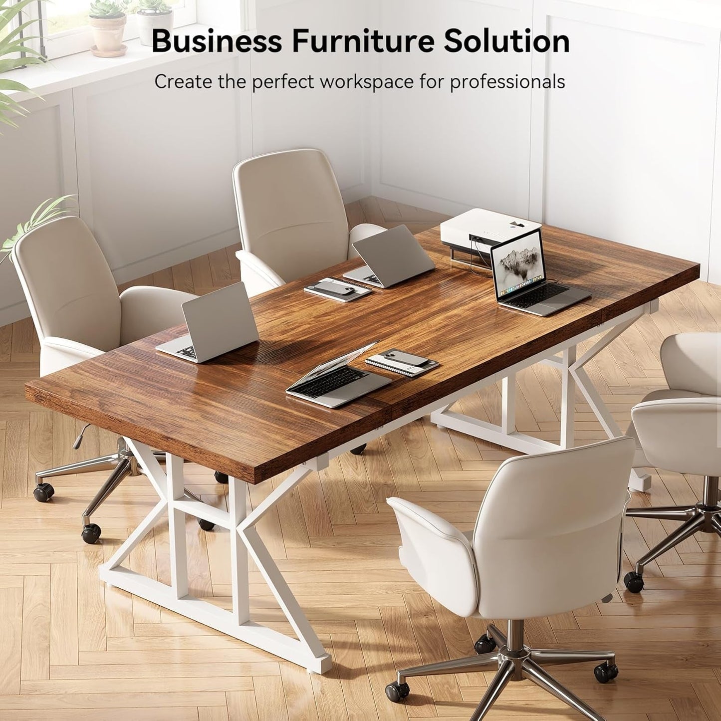 70.8-Inch Large Executive Desk, Modern Computer Office Desk, Wooden