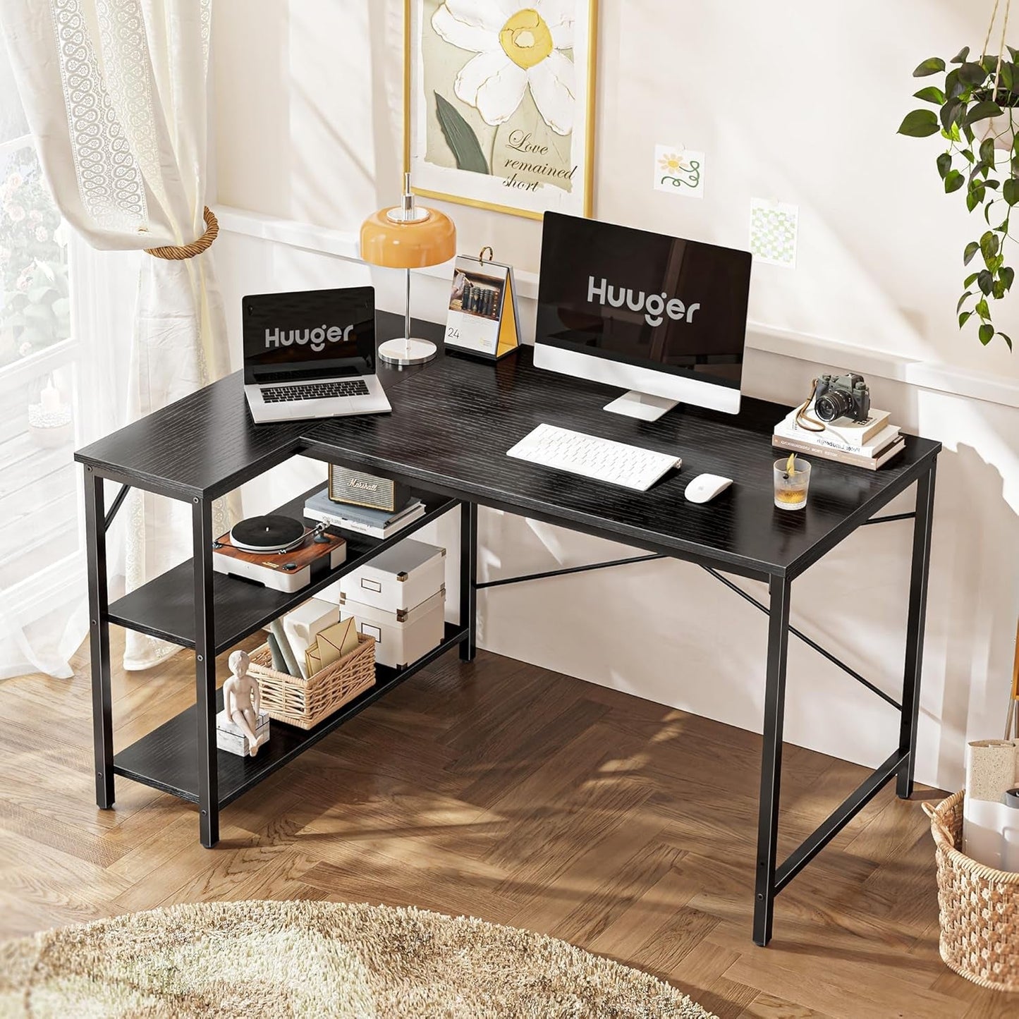 L Shaped Desk, 47 Inches Computer Desk with Reversible Storage