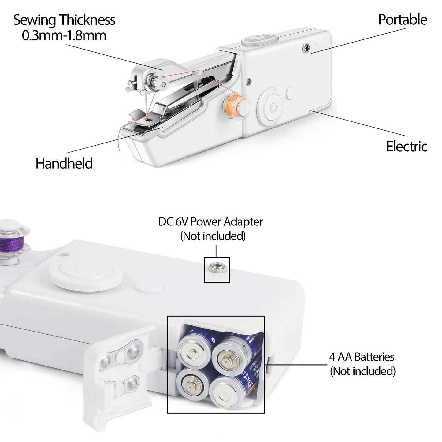 Handheld Sewing Machine Portable Mini Cordless Stitch Tool For Fabric