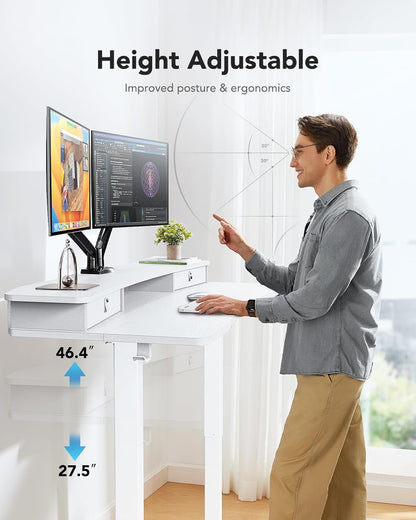 48″ X 24″ Electric Standing Desk with 2 Drawers, C-Clamp Mount