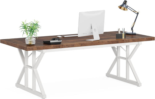 70.8-Inch Large Executive Desk, Modern Computer Office Desk, Wooden
