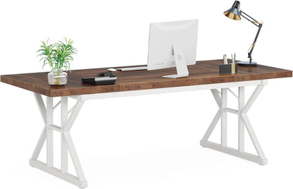 70.8-Inch Large Executive Desk, Modern Computer Office Desk, Wooden