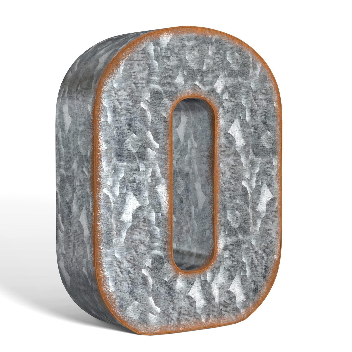 Galvanized Metal Letters for Wall Decor   3D Letter O for Hanging or