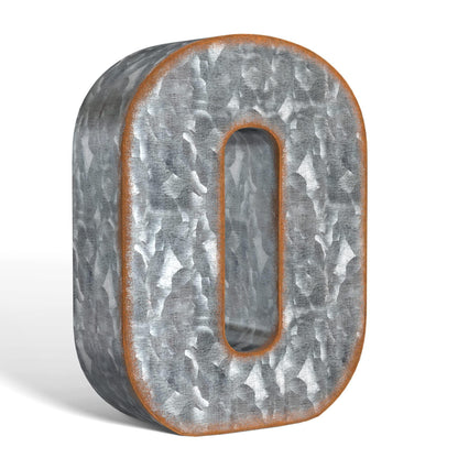 Galvanized Metal Letters for Wall Decor   3D Letter O for Hanging or