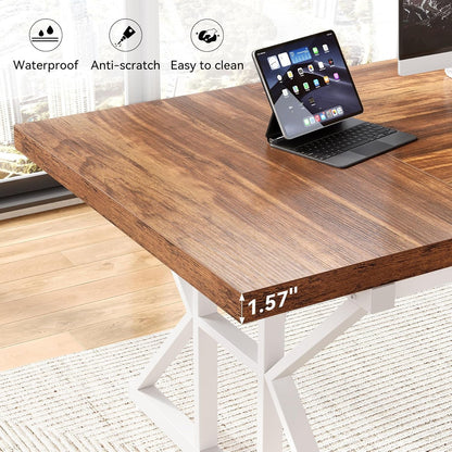 70.8-Inch Large Executive Desk, Modern Computer Office Desk, Wooden