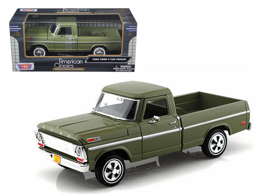 1969 Ford F-100 Pickup Truck Green 1/24 Diecast Car Model by Motormax