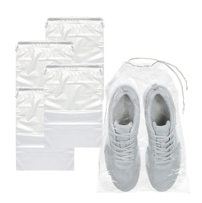 PUREVACY Clear Drawstring Bags 10  x 14  Pack of 50 Travel Shoe Bags