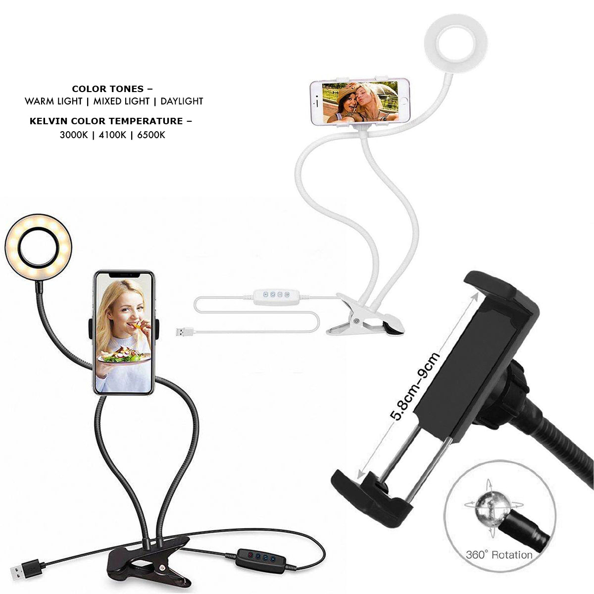Personal Live Stream Ring Light Kit | 3.5\xe2\x80\x9d LED,
