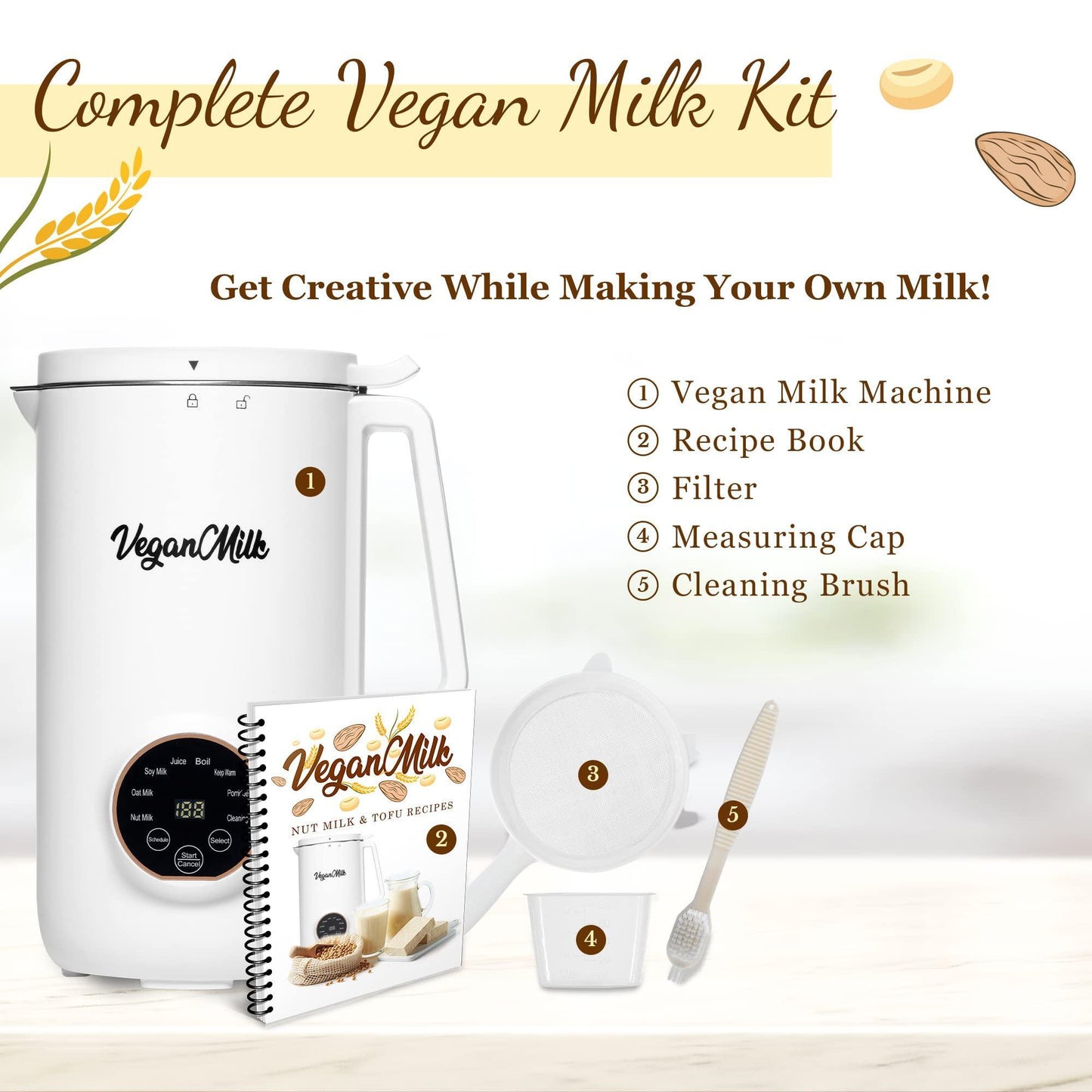 Soy Milk Maker Machine   8 in 1 Vegan Nut Milk Maker   Nut Milk