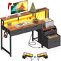 48-Inch Computer Desk with Fabric File Cabinet and Fabric Drawers,