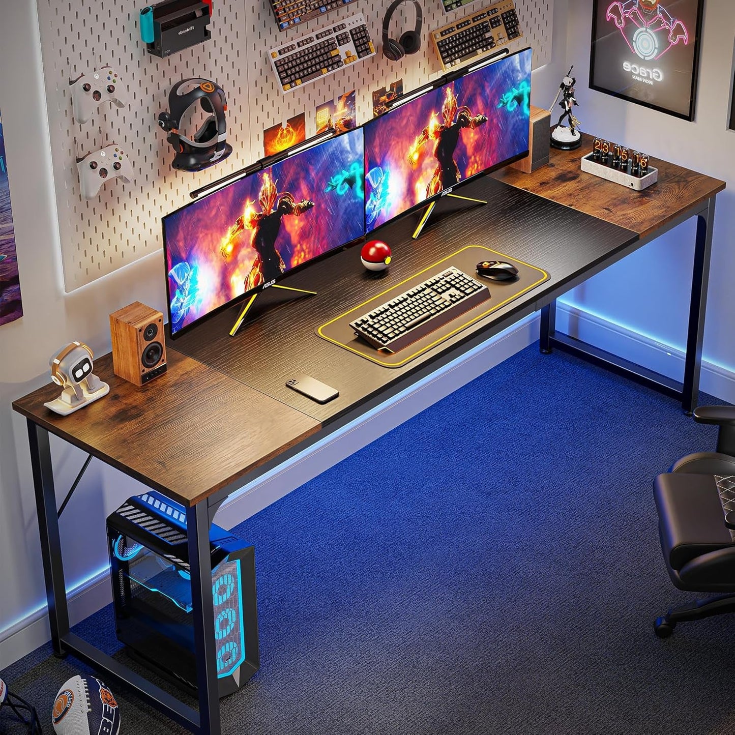 Computer Desk, 80 Inch Office Desk, Gaming Desk with Storage, Writing