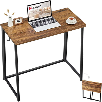 Folding Computer Desk, Small Writing Desk 31.5", Space-Saving Foldable