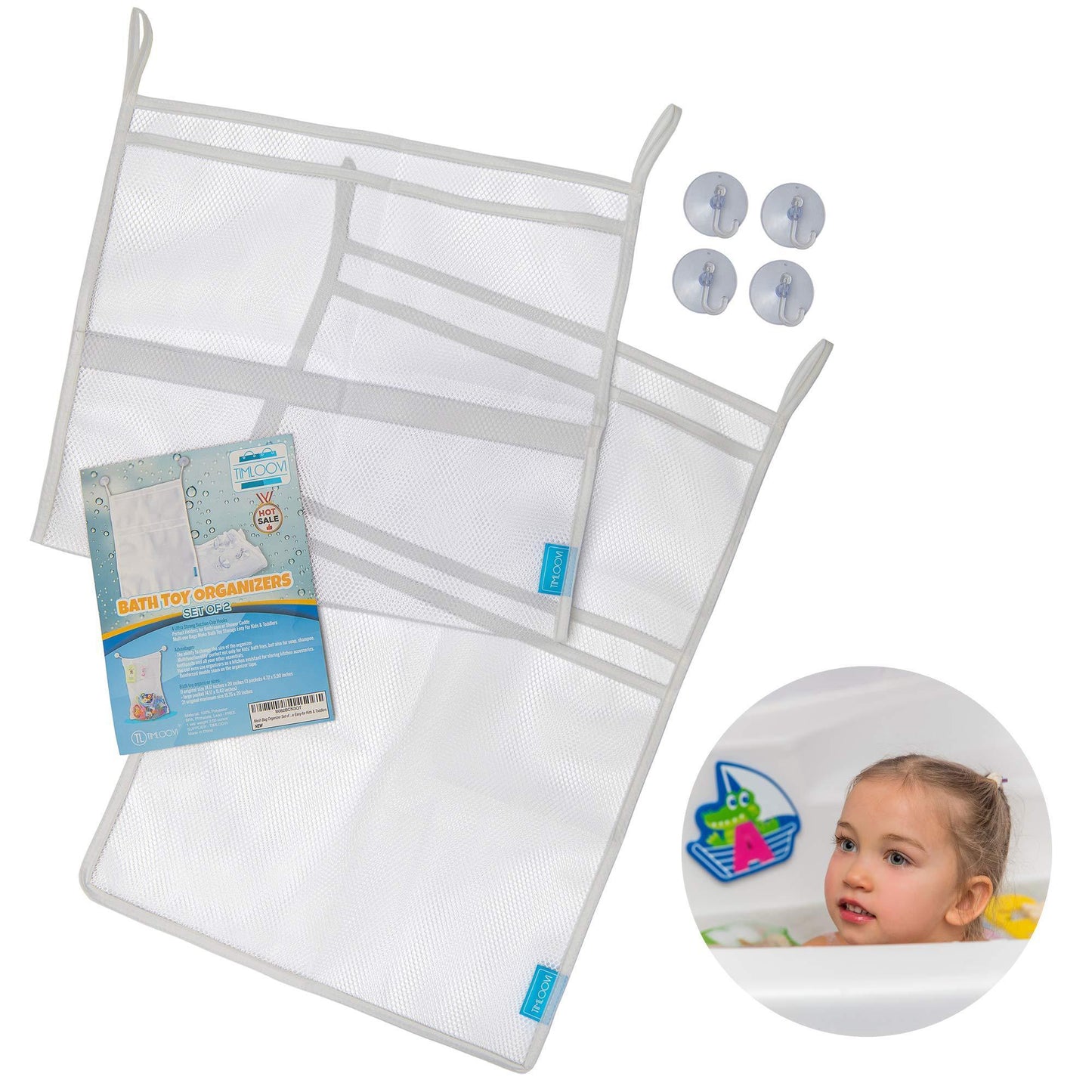 Bath Toy Organisers Set of 2   Large Size 14.16x19.67  and 15.75x