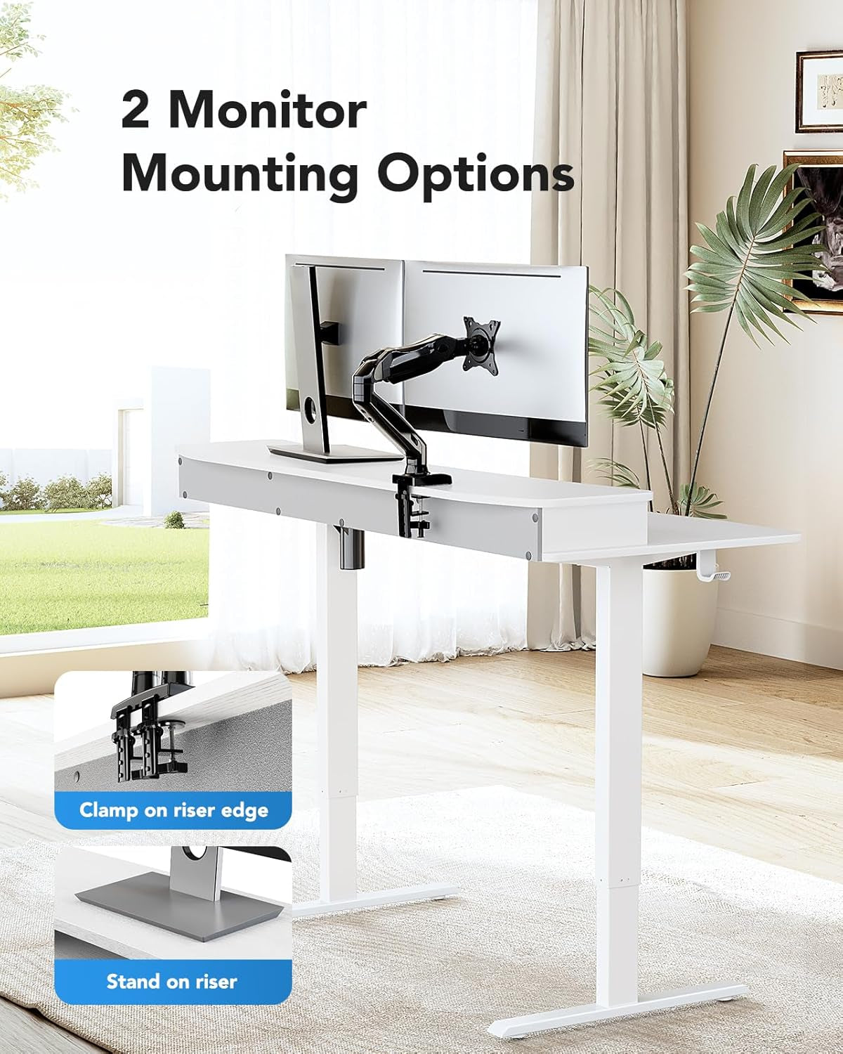 48″ X 24″ Electric Standing Desk with 2 Drawers, C-Clamp Mount
